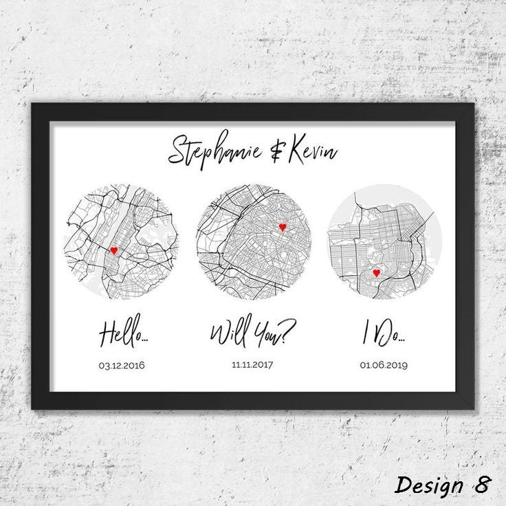 Custom Couple Wedding Journey Map