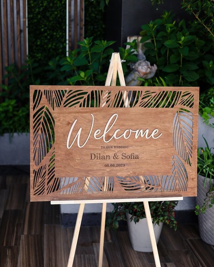 Laser Cut Wooden Wedding Welcome Sign