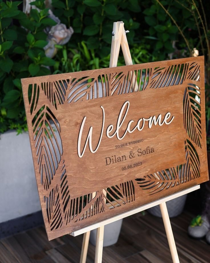Laser Cut Wooden Wedding Welcome Sign