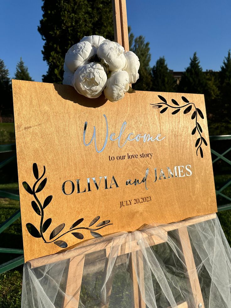 Laser Cut Wooden Wedding Welcome Sign