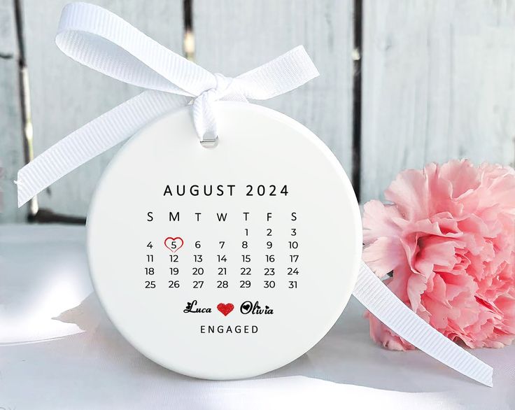 Personalized Wedding Calendar Ornament | Custom Date, Names & Message