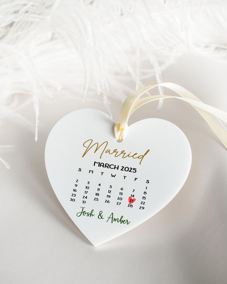 Personalized Wedding Calendar Ornament | Custom Date, Names & Message
