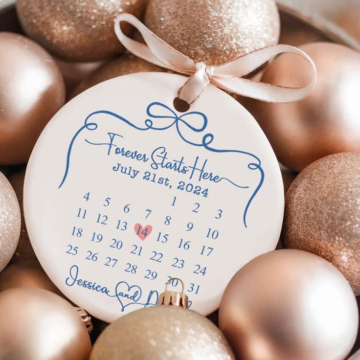 Personalized Wedding Calendar Ornament | Custom Date, Names & Message
