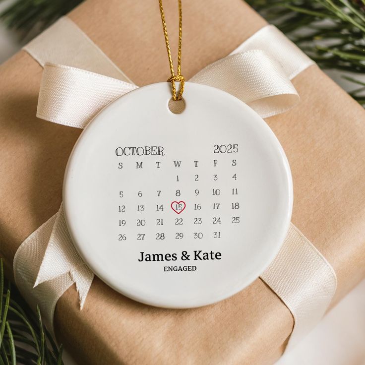 Personalized Wedding Calendar Ornament | Custom Date, Names & Message