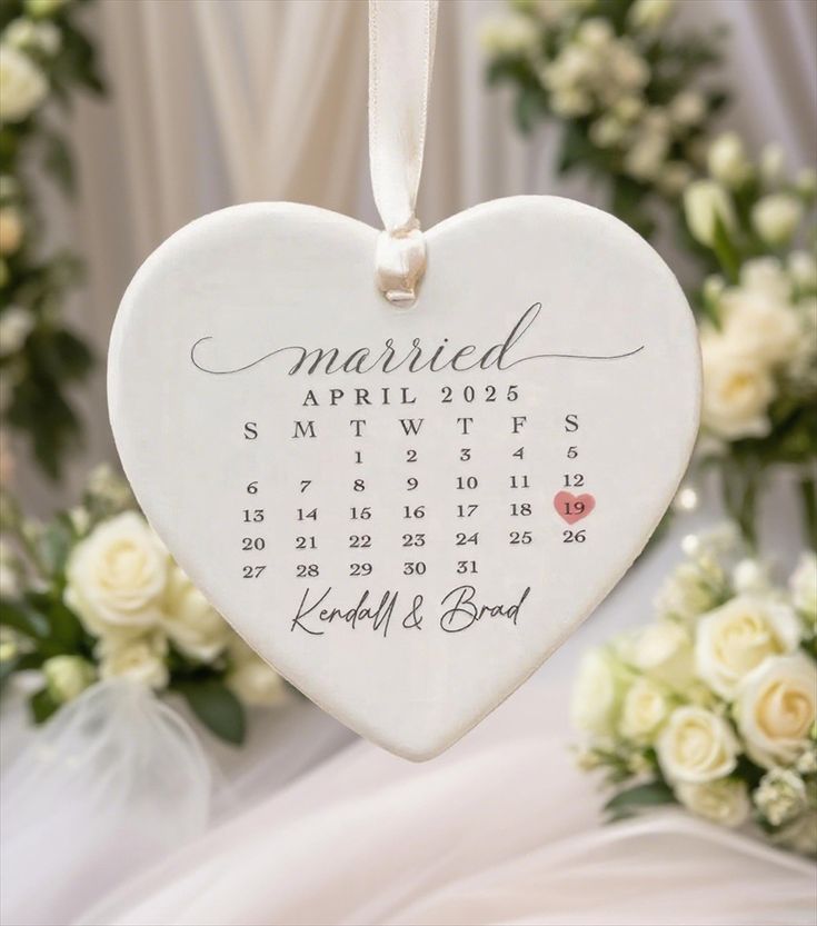 Personalized Wedding Calendar Ornament | Custom Date, Names & Message