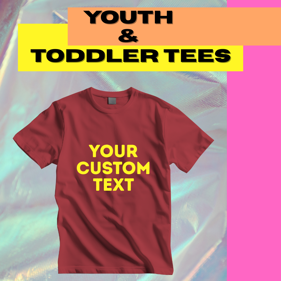 Personalized Youth and Toddler Round Neck T-Shirt With Custom Text