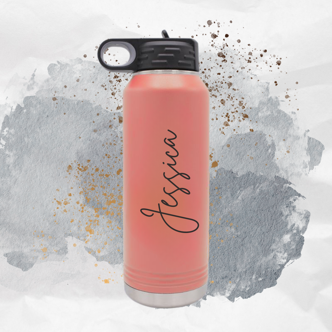 Custom Engraved Insulated Water Bottle With Straw