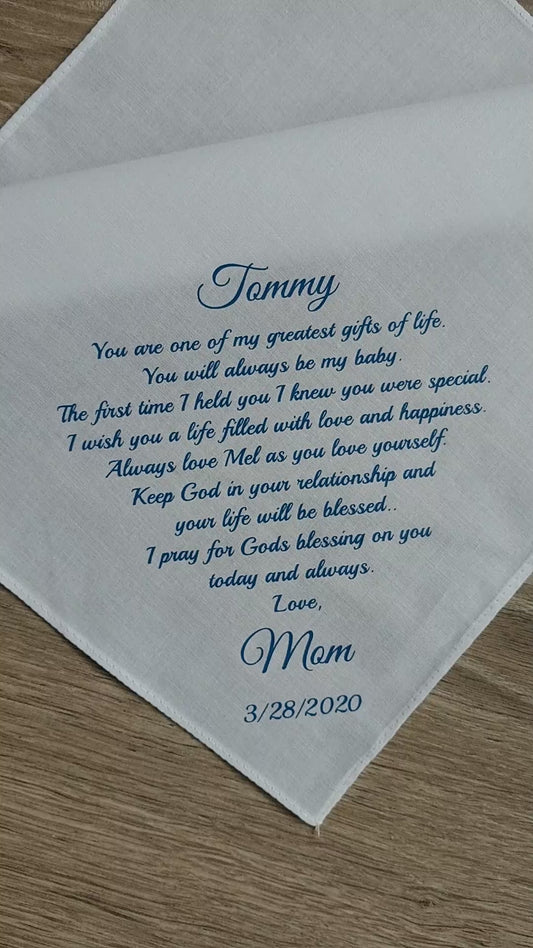 Custom Embroidered Wedding Handkerchief