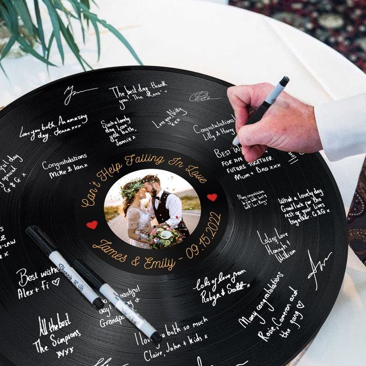 Personalized Vinyl Record Wedding Guest Book