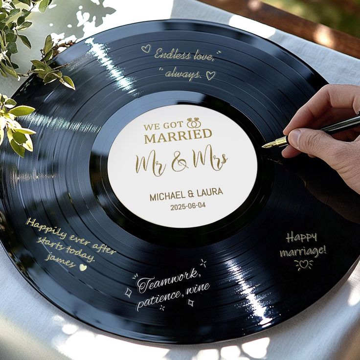 Personalized Vinyl Record Wedding Guest Book