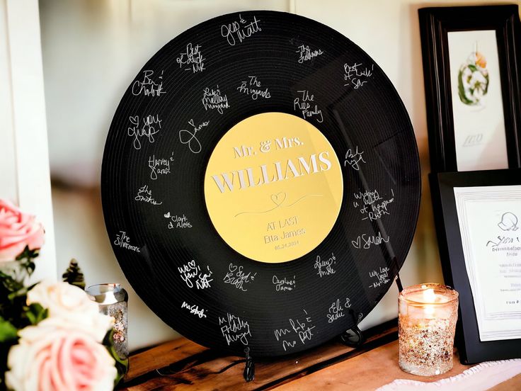 Personalized Vinyl Record Wedding Guest Book