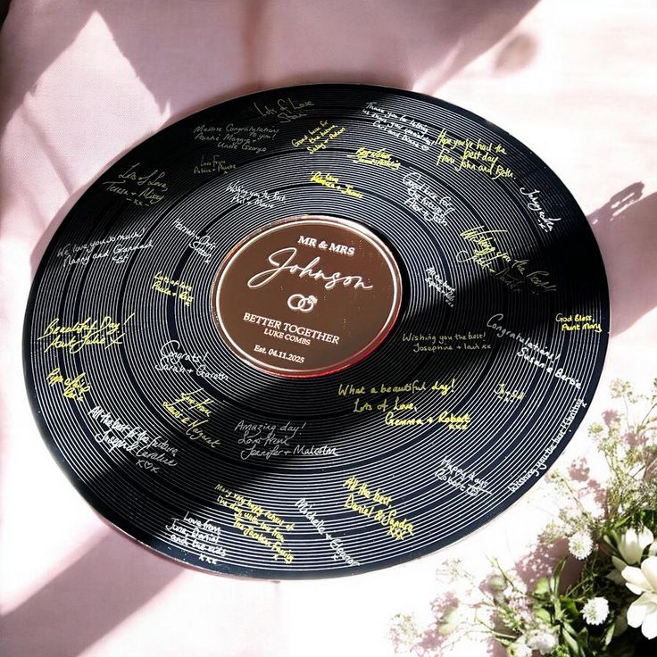 Personalized Vinyl Record Wedding Guest Book
