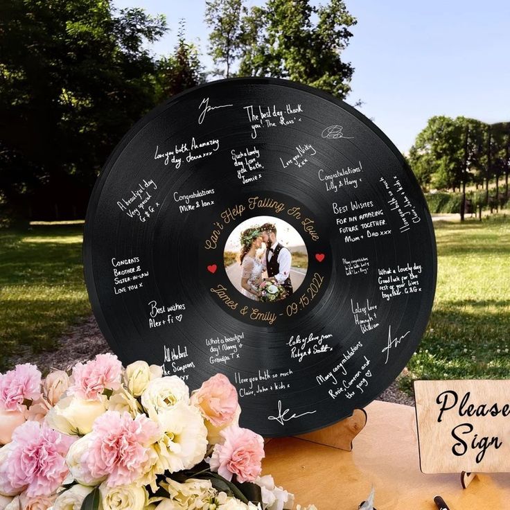 Personalized Vinyl Record Wedding Guest Book