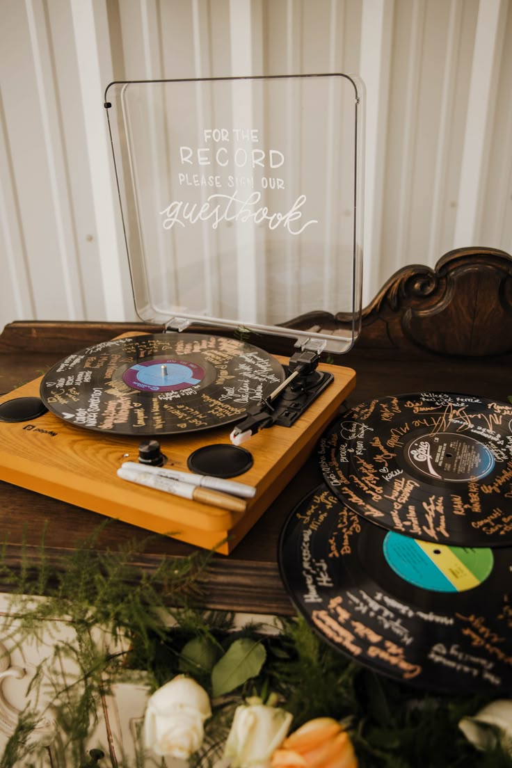 Personalized Vinyl Record Wedding Guest Book