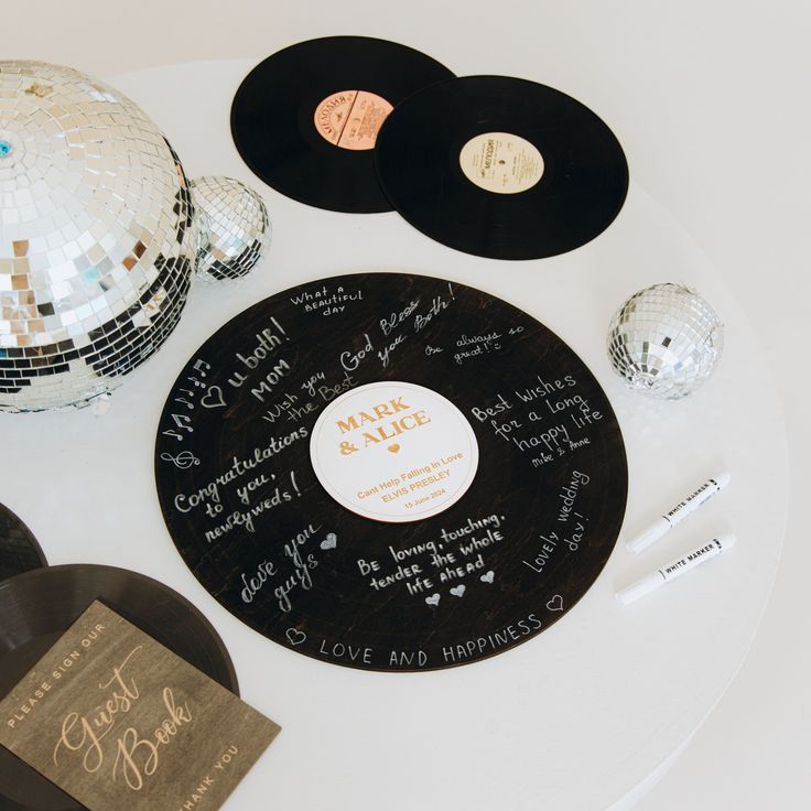 Personalized Vinyl Record Wedding Guest Book