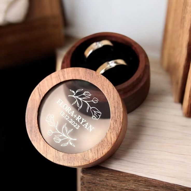 Personalized Wooden Ring Box with Clear Acrylic Top