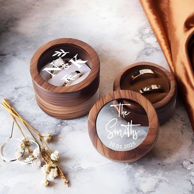 Personalized Wooden Ring Box with Clear Acrylic Top
