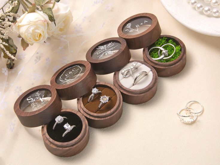 Personalized Wooden Ring Box with Clear Acrylic Top