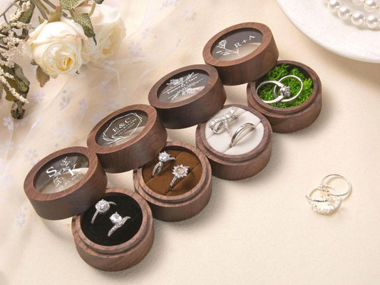 Personalized Wooden Ring Box with Clear Acrylic Top
