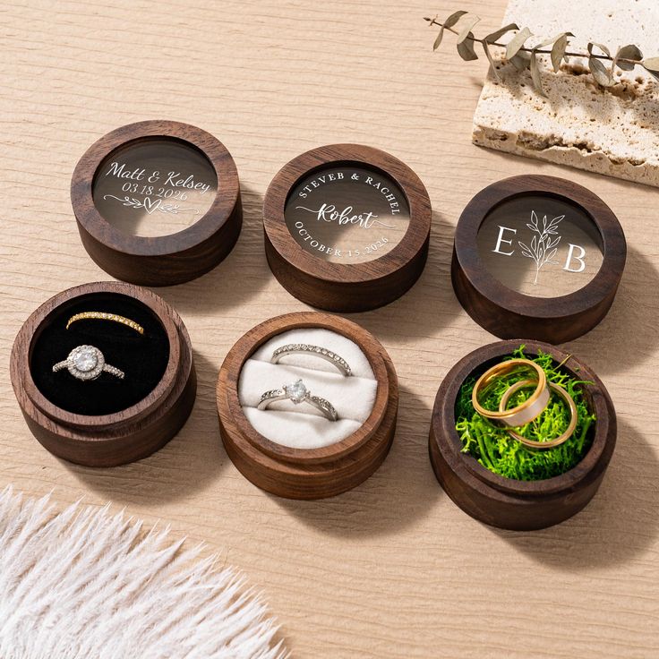 Personalized Wooden Ring Box with Clear Acrylic Top