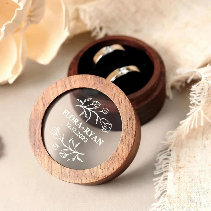 Personalized Wooden Ring Box with Clear Acrylic Top
