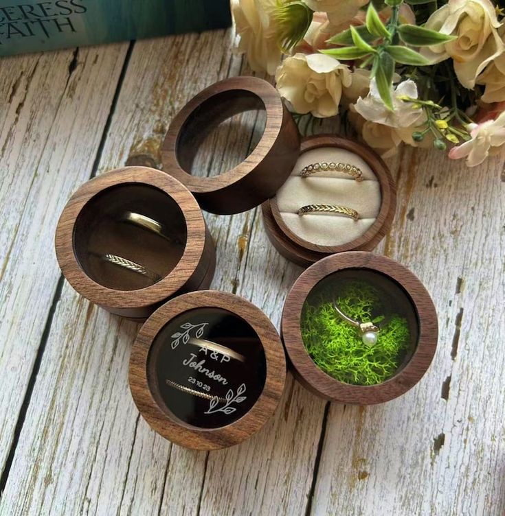 Personalized Wooden Ring Box with Clear Acrylic Top
