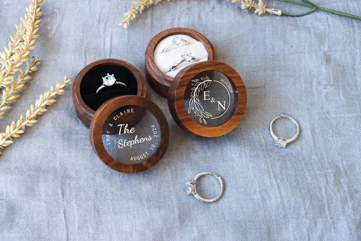 Personalized Wooden Ring Box with Clear Acrylic Top