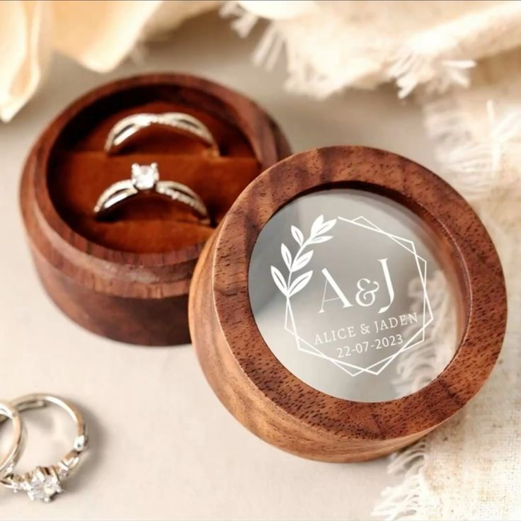 Personalized Wooden Ring Box with Clear Acrylic Top